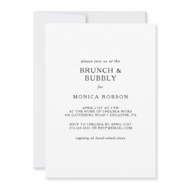 Classic Minimalist Brunch and Bubbly Shower Invitations