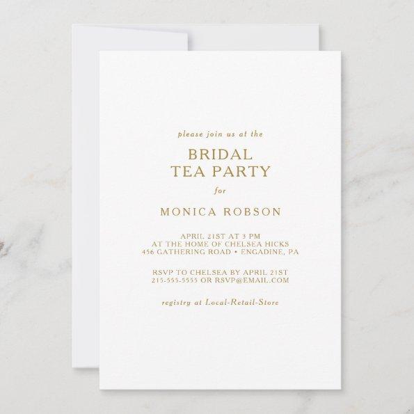 Classic Minimalist Gold Bridal Tea Party Invitations