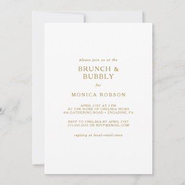 Classic Minimalist Gold Brunch and Bubbly Shower Invitations
