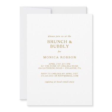 Classic Minimalist Gold Brunch and Bubbly Shower Invitations