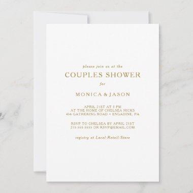 Classic Minimalist Gold Couples Shower Invitations
