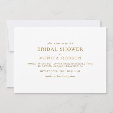 Classic Minimalist Gold Horizontal Bridal Shower Invitations