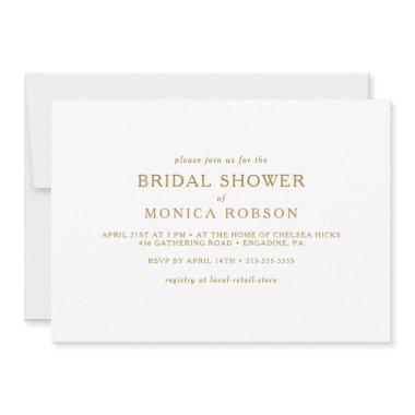 Classic Minimalist Gold Horizontal Bridal Shower Invitations