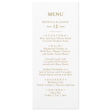 Classic Minimalist Gold Wedding Dinner Menu