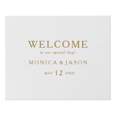 Classic Minimalist Gold Welcome Faux Canvas Print