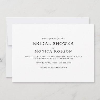 Classic Minimalist Horizontal Bridal Shower Invitations
