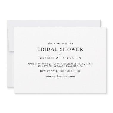 Classic Minimalist Horizontal Bridal Shower Invitations