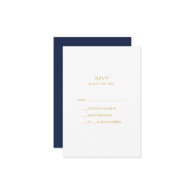 Classic Minimalist Navy Blue | Gold RSVP Card