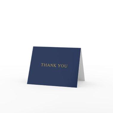 Classic Minimalist Navy Blue | Gold Thank You Invitations