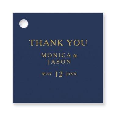 Classic Minimalist Navy Blue | Gold Thank You Favor Tags