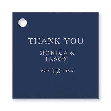 Classic Minimalist Navy Blue | Silver Thank You Favor Tags