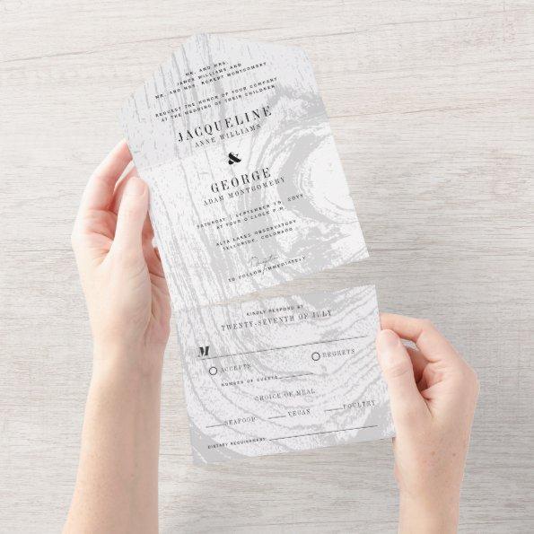Classic Modern Rustic Woodgrain Winter Wedding All In One