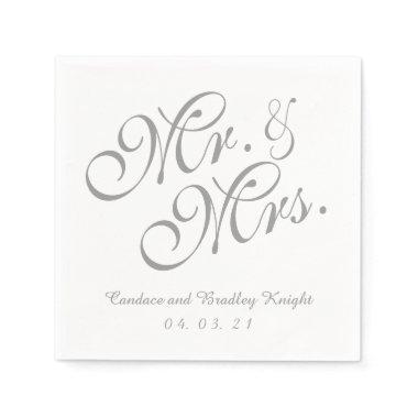 Classic Mr. and Mrs. Gray Wedding Paper Napkins