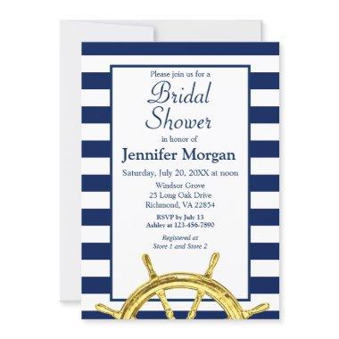 Classic Nautical Stripes Navy Gold
