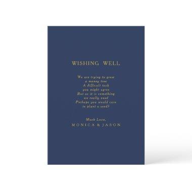 Classic Navy Blue | Gold Wedding Wishing Well Enclosure Invitations