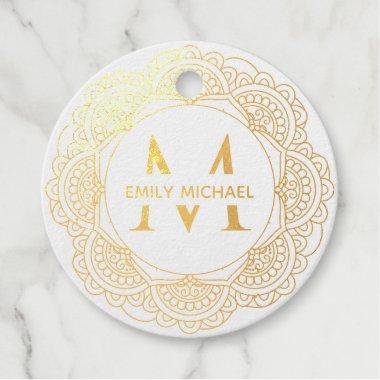 CLASSIC ORNATE REAL FOIL MONOGRAM BRIDAL SHOWER FOIL FAVOR TAGS