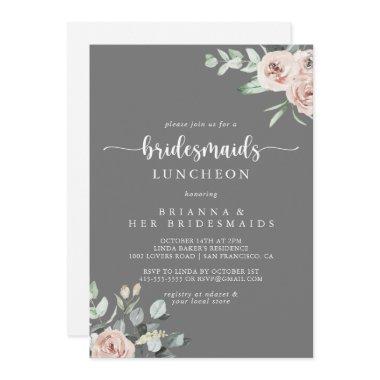 Classic Pink Rose Gray Bridesmaids Luncheon