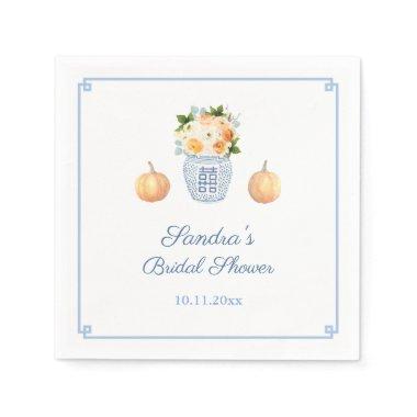 Classic Pumpkin Autumn Flowers Bridal Shower Party Napkins