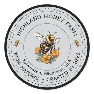 Classic Pure Honey Round Stickers Editable Design