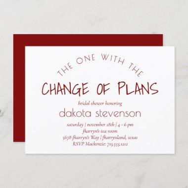 Classic Red Script | One With the Change of Plans Invitations