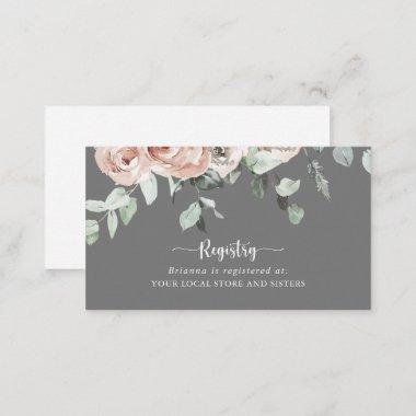 Classic Rose Floral Gray Wedding Gift Registry  Enclosure Invitations