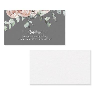 Classic Rose Floral Gray Wedding Gift Registry  Enclosure