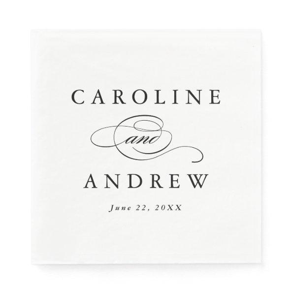 Classic Script Black and White Wedding Napkins