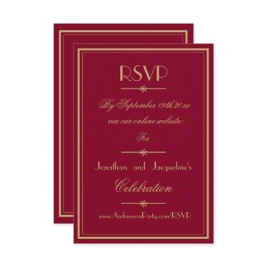 Classic Script Elegant Chic Burgundy And Gold RSVP Card