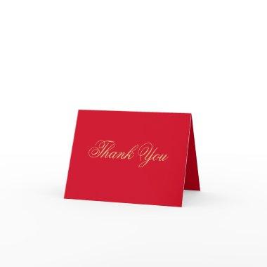 Classic Script Simple Elegant Red & Gold Thank You