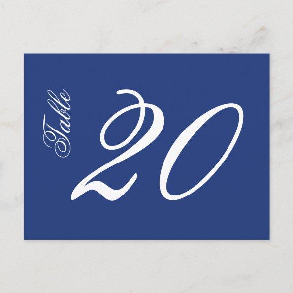 Classic Script Table Numbers (White / Navy Blue)