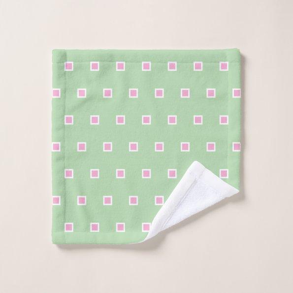 Classic Square Pale Green Pattern Wash Cloth