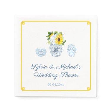 Classic Sunflowers Blue & White Vase  Napkins