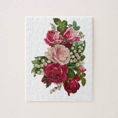 Classic Victorian Roses Lily of the Valley Romance Jigsaw Puzzle