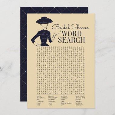 Classic Vintage Bridal Shower Word Search Invitations