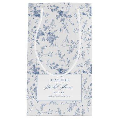 Classic Vintage Floral Blue Bridal Shower Small Gift Bag