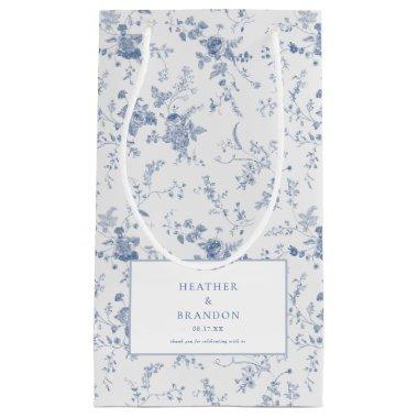 Classic Vintage Floral Blue Bridal Shower Small Gift Bag