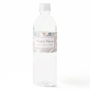 Classic Vintage Rose Wedding Water Bottle Label