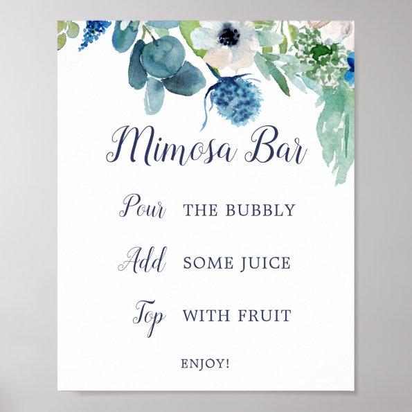 Classic White Flower Bridal Shower Mimosa Bar Sign