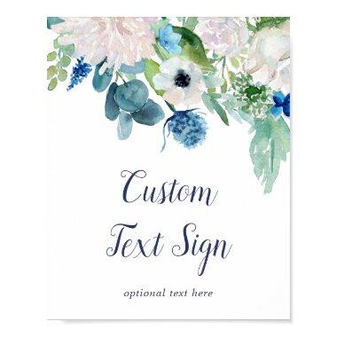 Classic White Flowers Baby Shower Custom Text Sign