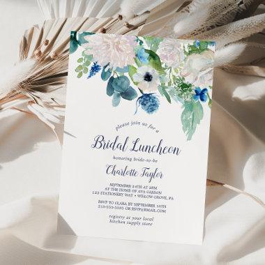 Classic White Flowers Bridal Luncheon Invitations