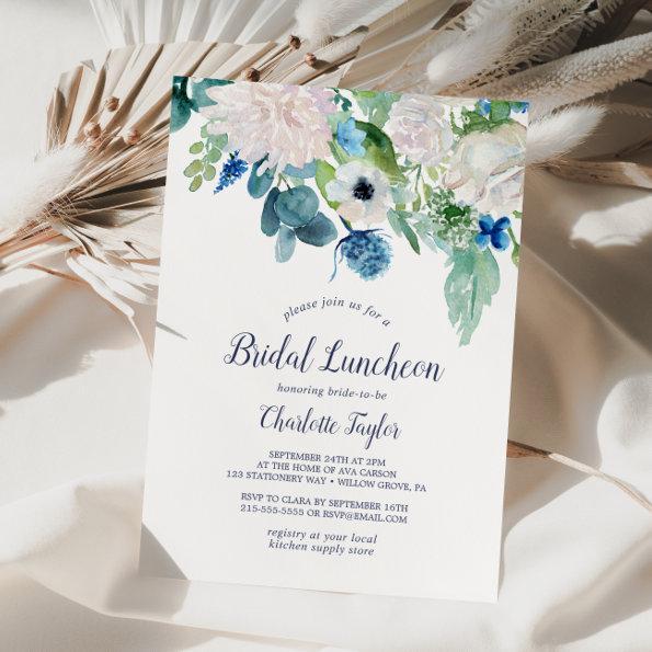 Classic White Flowers Bridal Luncheon Invitations