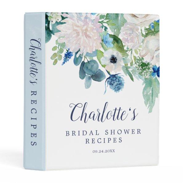 Classic White Flowers Bridal Shower Recipe Mini Binder