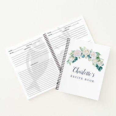 Classic White Flowers Bridal Shower Recipe Notebook