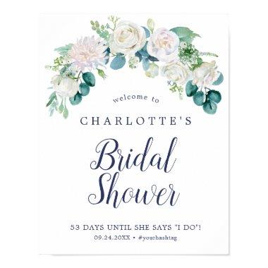 Classic White Flowers Bridal Shower Welcome Poster