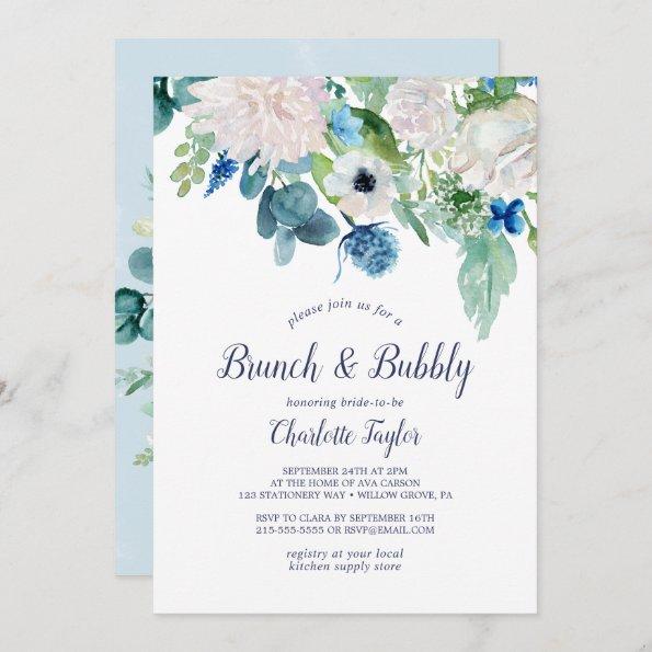 Classic White Flowers Brunch and Bubbly Invitations