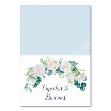 Classic White Flowers Buffet Food Labels Table Number