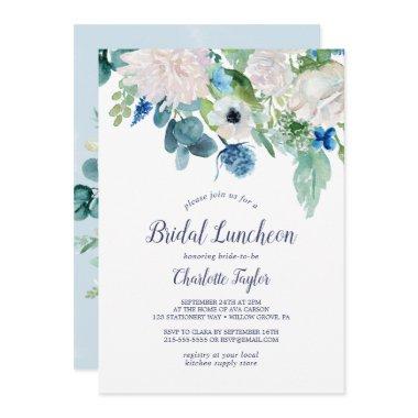 Classic White Flowers Custom Back Bridal Luncheon Invitations