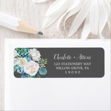 Classic White Flowers | Grey Return Address Label