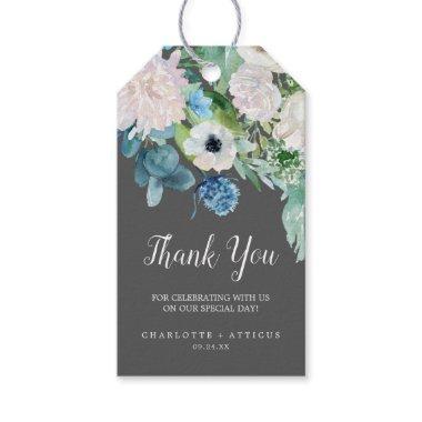 Classic White Flowers | Grey Thank You Favor Gift Tags