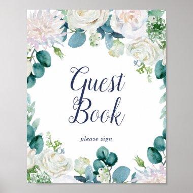 Classic White Flowers Guest Book Sign